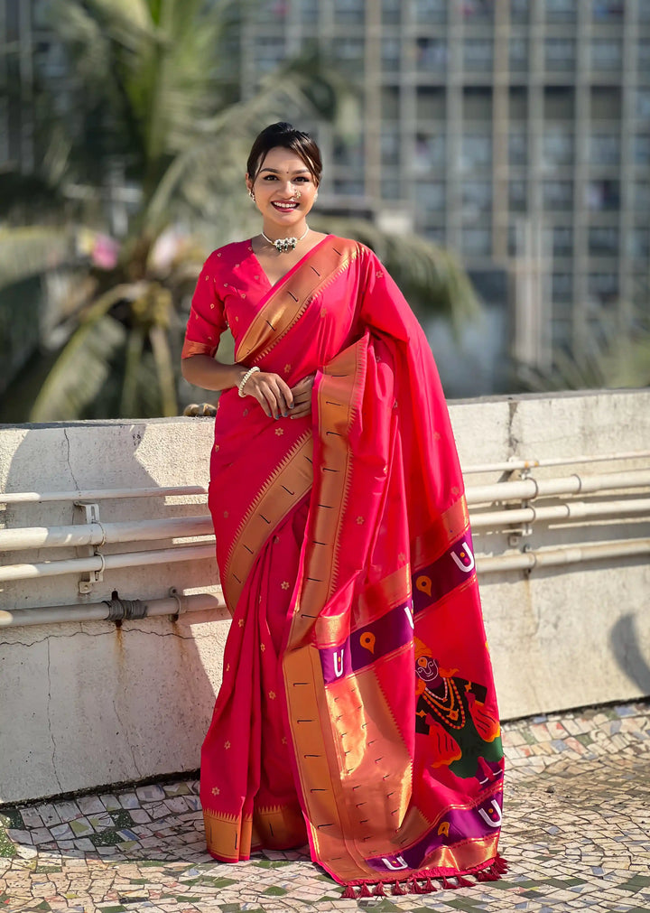 Soft Silk Saree | Wevon Paithani Vitthala Pallu Elegant Party Wear