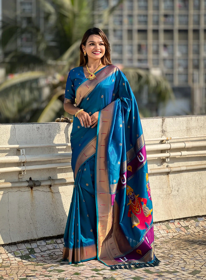 Soft Silk Saree | Wevon Paithani Vitthala Pallu Elegant Party Wear