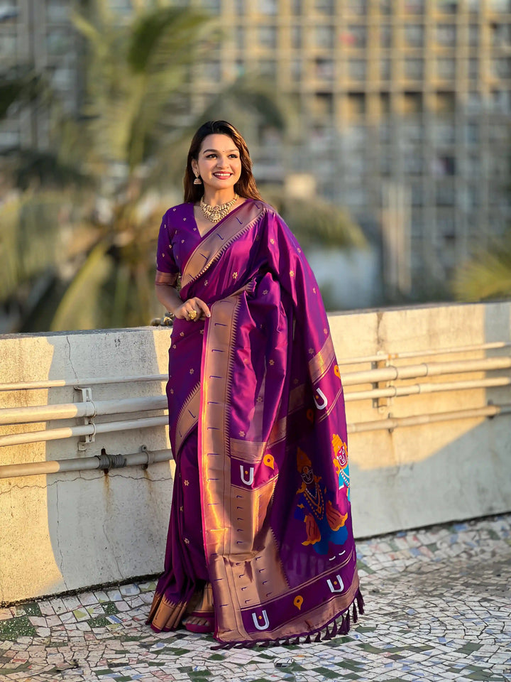 Soft Silk Saree | Wevon Paithani Vitthala Pallu Elegant Party Wear
