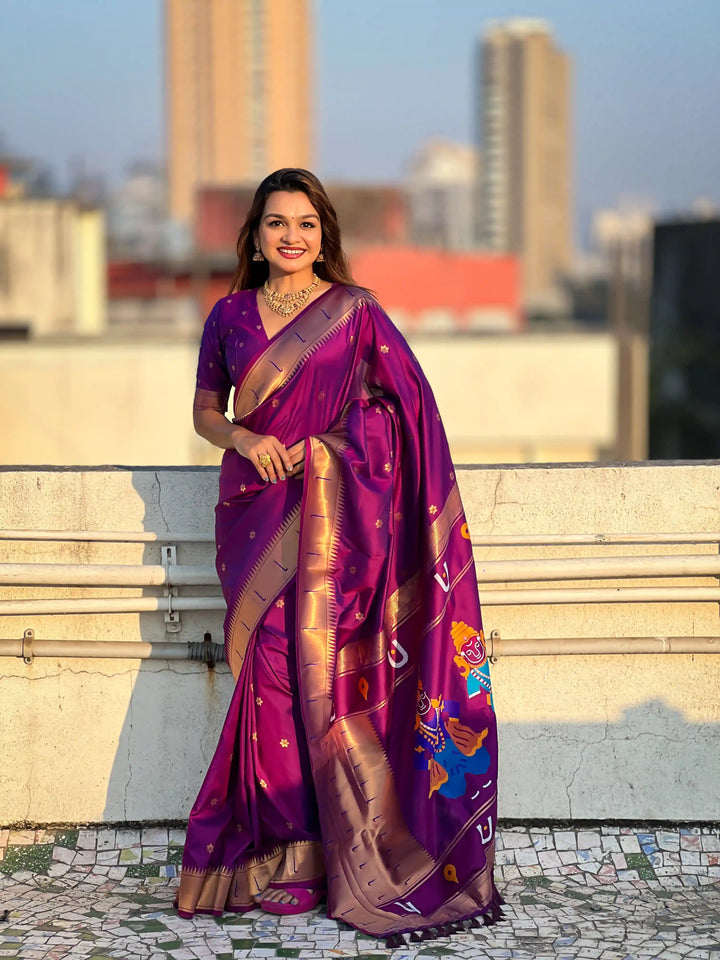 Soft Silk Saree | Wevon Paithani Vitthala Pallu Elegant Party Wear