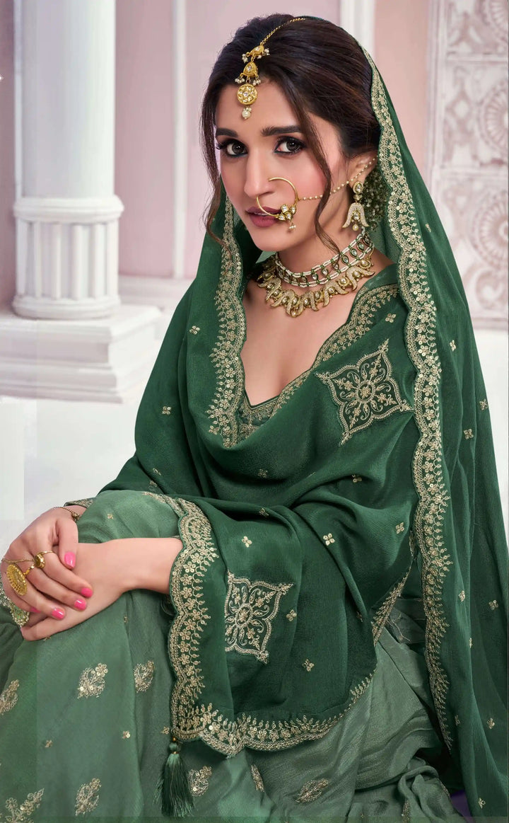 Premium Pink Sharara Suit | Heavy Designer Work Chinon Fabric