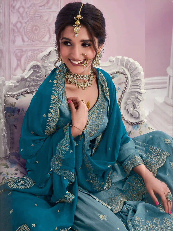 Premium Pink Sharara Suit | Heavy Designer Work Chinon Fabric
