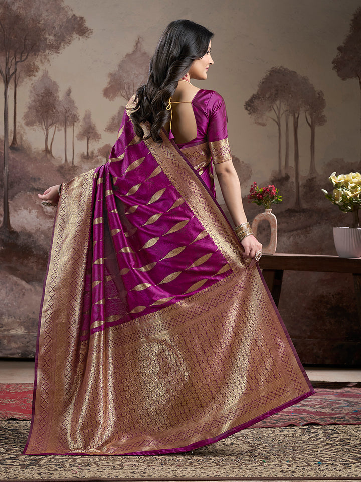 Traditional Soft-Wine Silk Saree | Lichi Silk with Rich Pallu Work