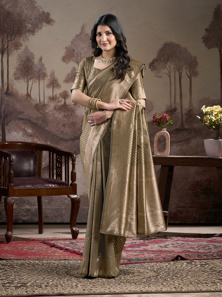 Stunning Wevon Pallu Saree | Light Green Lichi Silk for Special Occasions