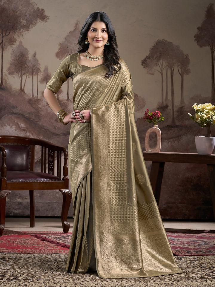 Stunning Wevon Pallu Saree | Light Green Lichi Silk for Special Occasions