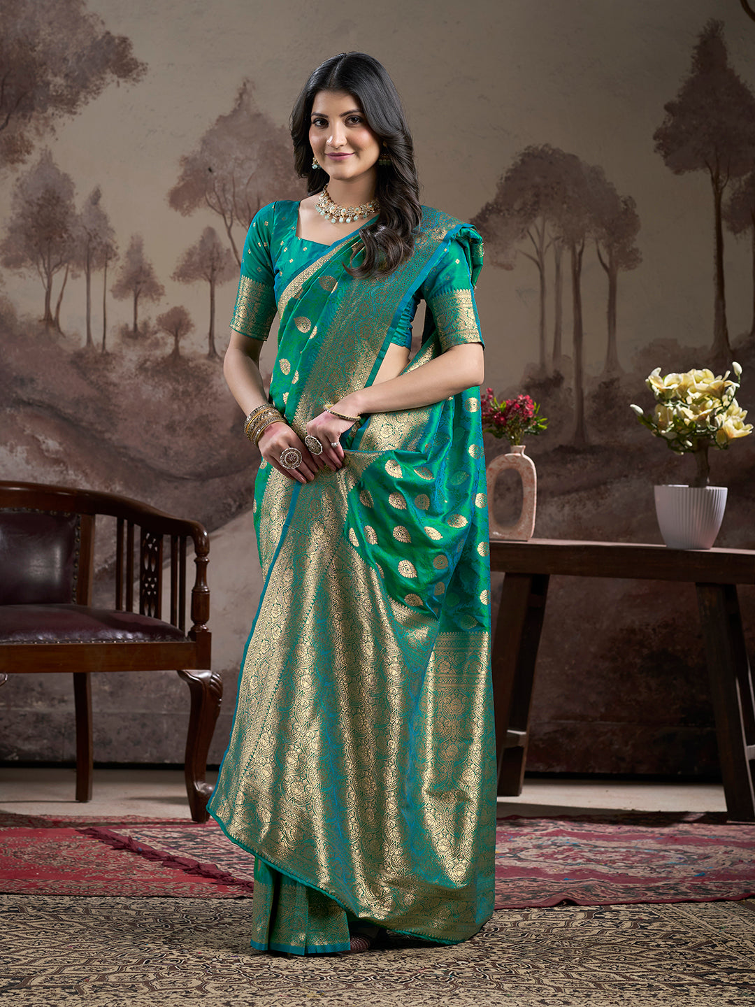 Stylish Rama Silk Saree | Wevon Rich Pallu Grand Occasion Wear