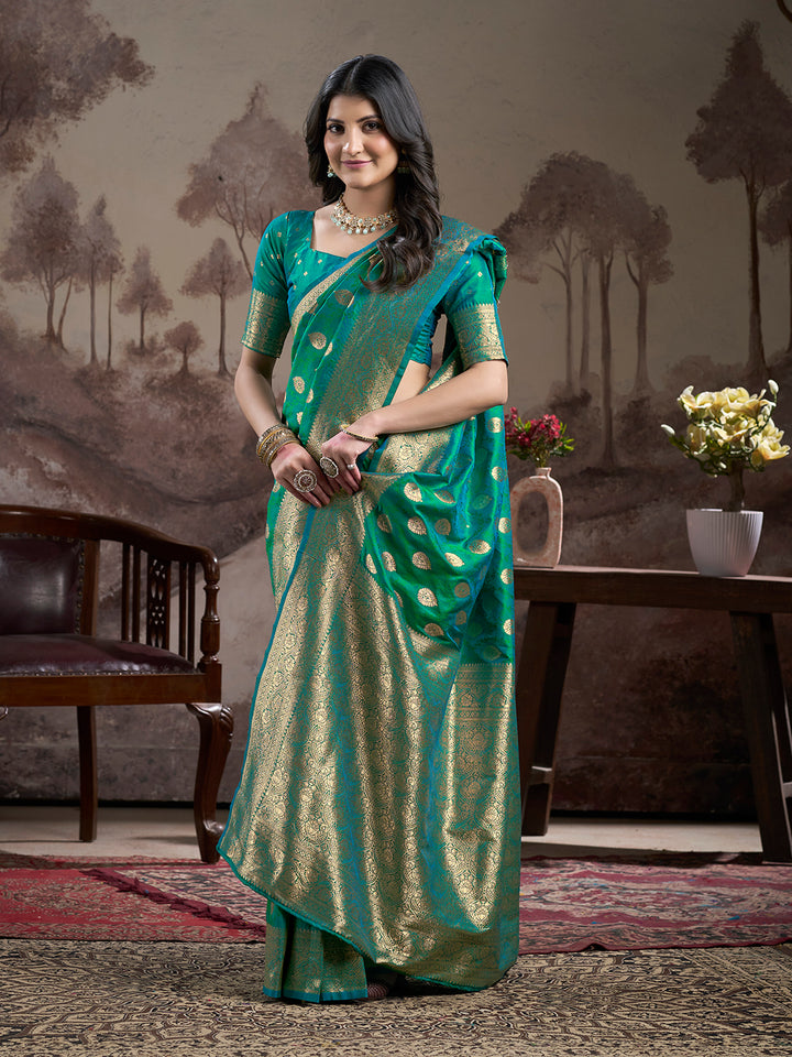 Stylish Rama Silk Saree | Wevon Rich Pallu Grand Occasion Wear