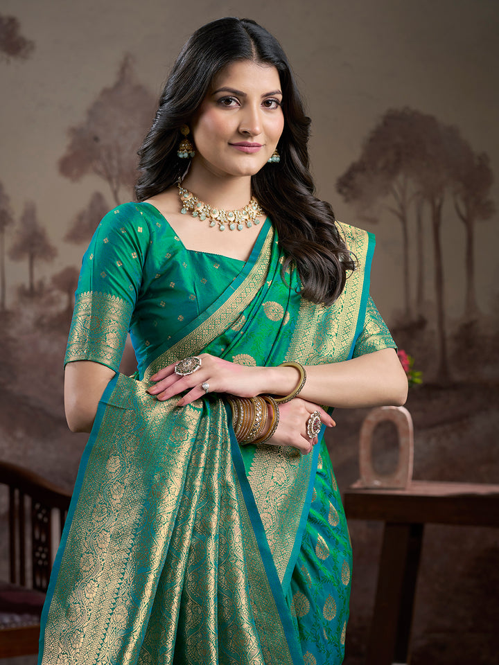 Stylish Rama Silk Saree | Wevon Rich Pallu Grand Occasion Wear