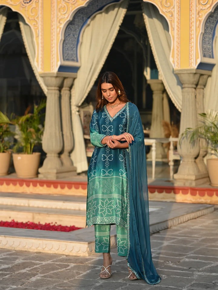 Elegant Chinon Salwar Suit | Embroidered & Printed Nazmin Dupatta Festive Wear