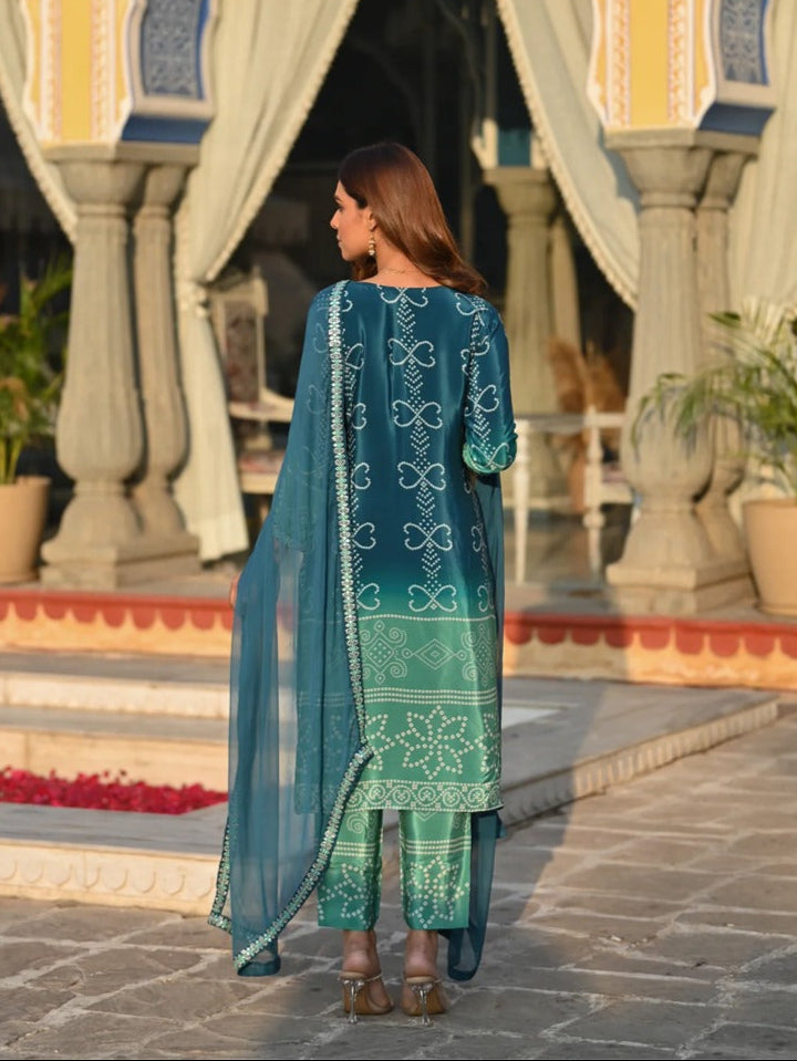 Elegant Chinon Salwar Suit | Embroidered & Printed Nazmin Dupatta Festive Wear