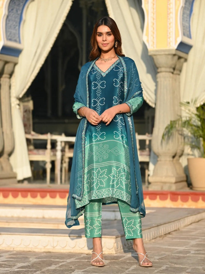 Elegant Chinon Salwar Suit | Embroidered & Printed Nazmin Dupatta Festive Wear