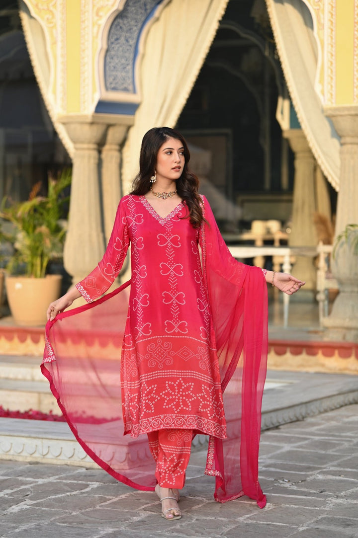 Elegant Chinon Salwar Suit | Embroidered & Printed Nazmin Dupatta Festive Wear