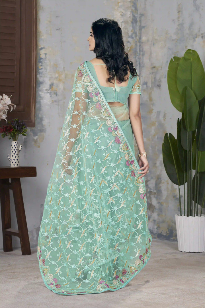 Designer Butterfly Net Saree | Aari Dori & Foil Thread Work Festive Look