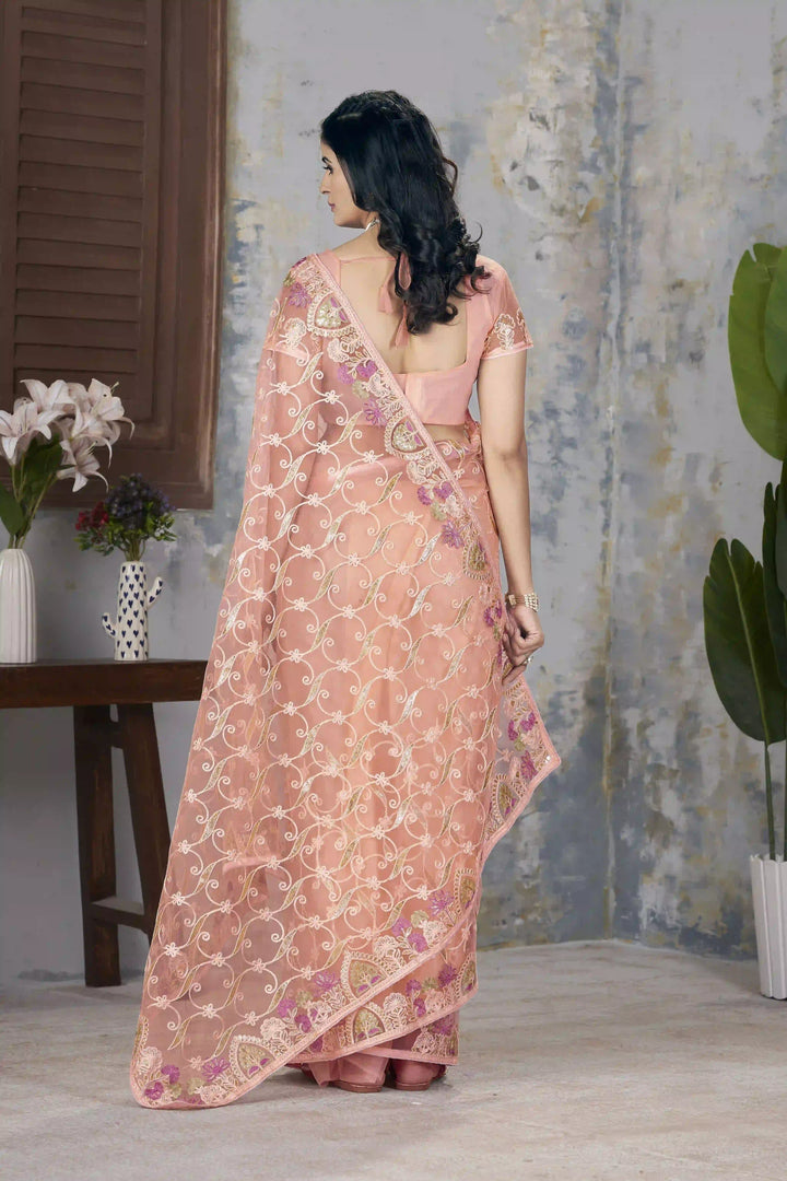 Designer Butterfly Net Saree | Aari Dori & Foil Thread Work Festive Look