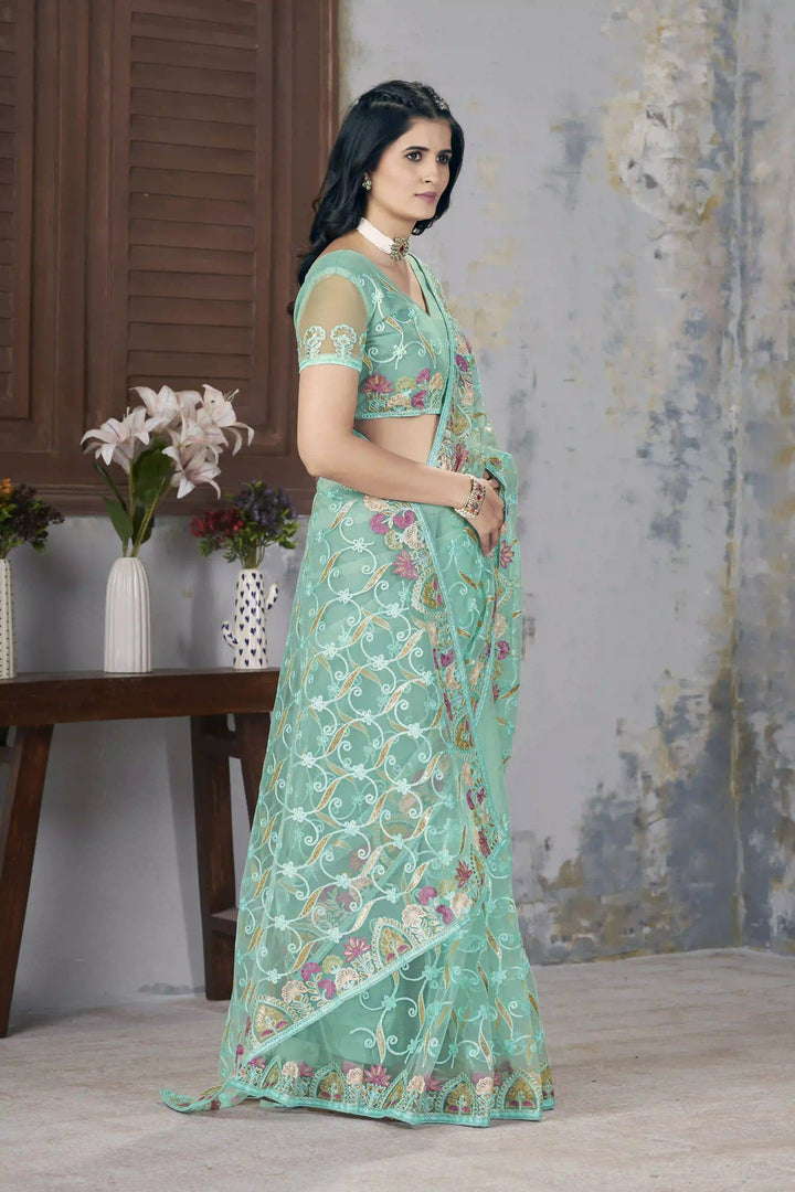 Designer Butterfly Net Saree | Aari Dori & Foil Thread Work Festive Look
