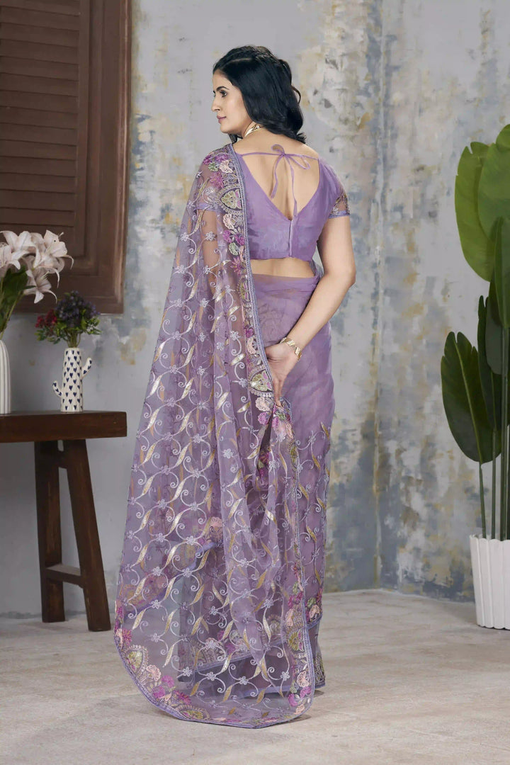 Designer Butterfly Net Saree | Aari Dori & Foil Thread Work Festive Look