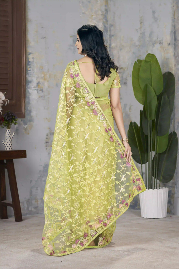 Designer Butterfly Net Saree | Aari Dori & Foil Thread Work Festive Look