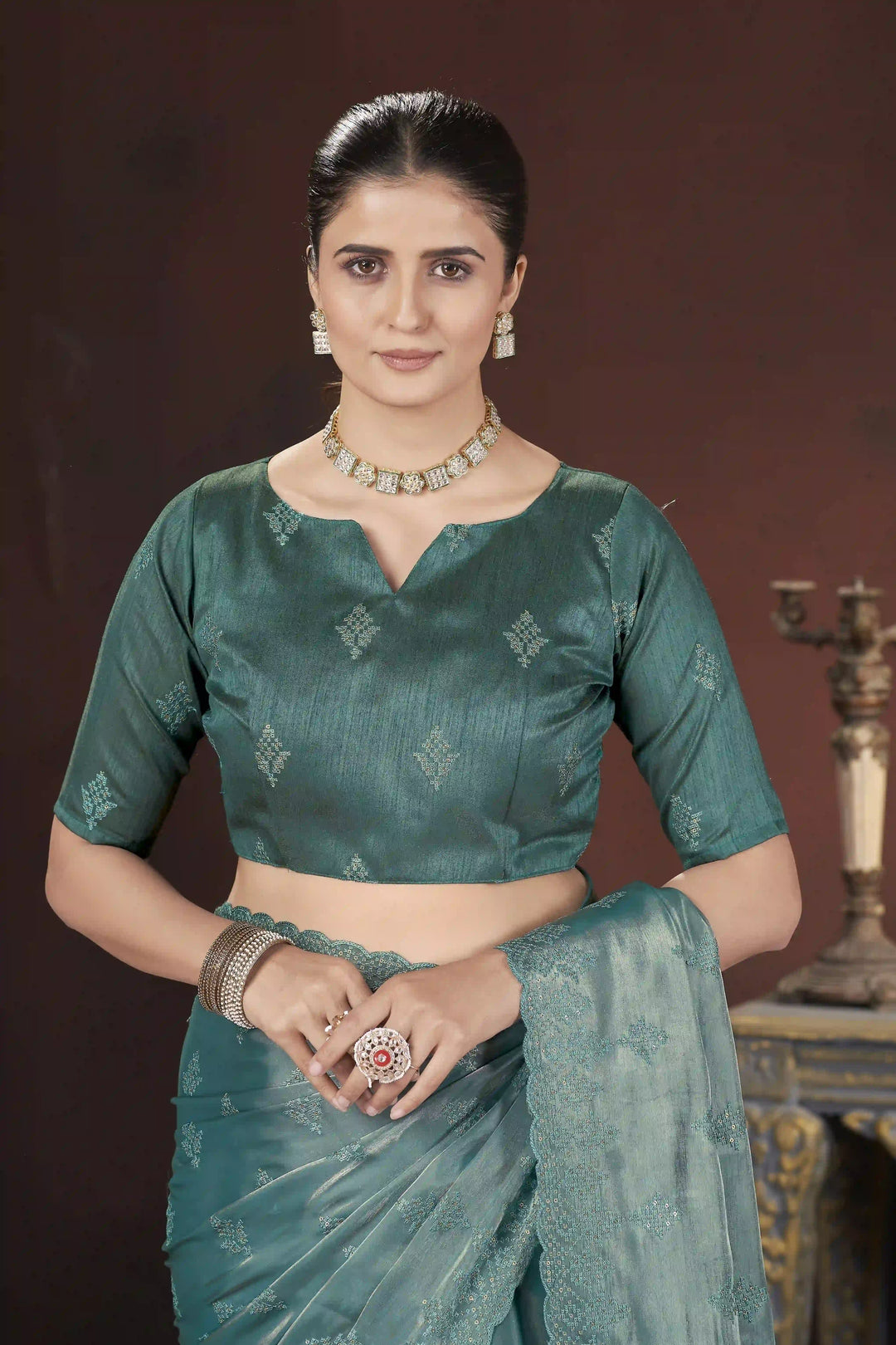 Designer Jimmy Choo Saree | Thread & Sequins Work for Party Wear