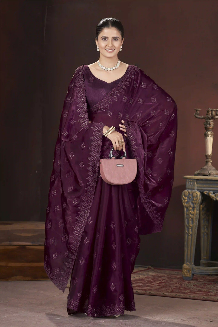 Designer Jimmy Choo Saree | Thread & Sequins Work for Party Wear