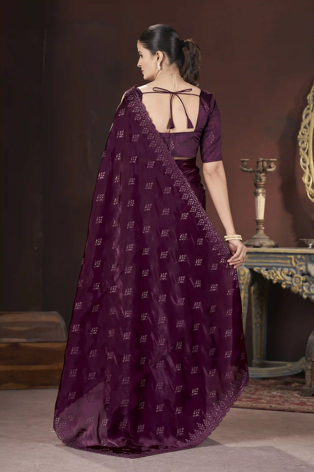 Designer Jimmy Choo Saree | Thread & Sequins Work for Party Wear
