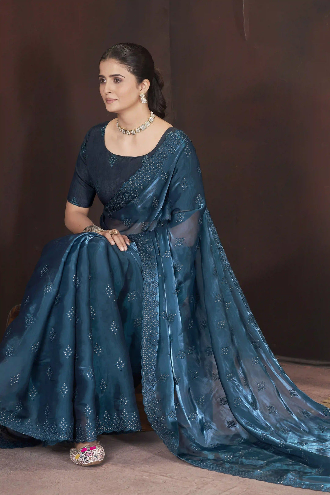 Designer Jimmy Choo Saree | Thread & Sequins Work for Party Wear