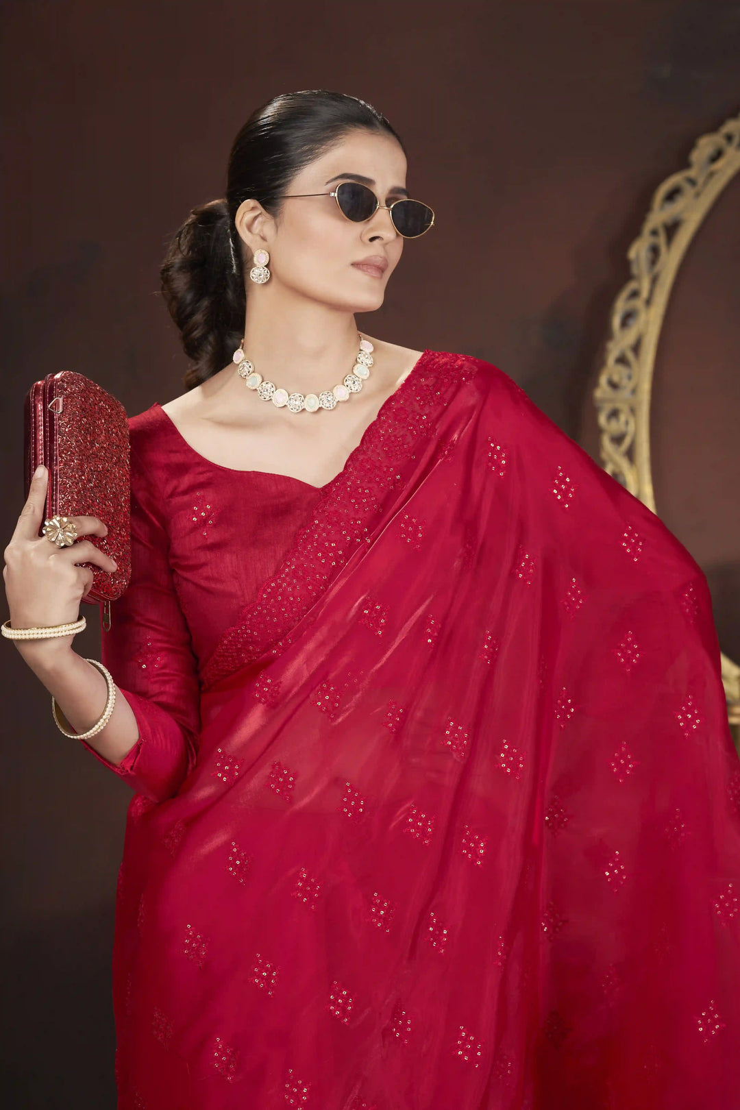 Designer Jimmy Choo Saree | Thread & Sequins Work for Party Wear