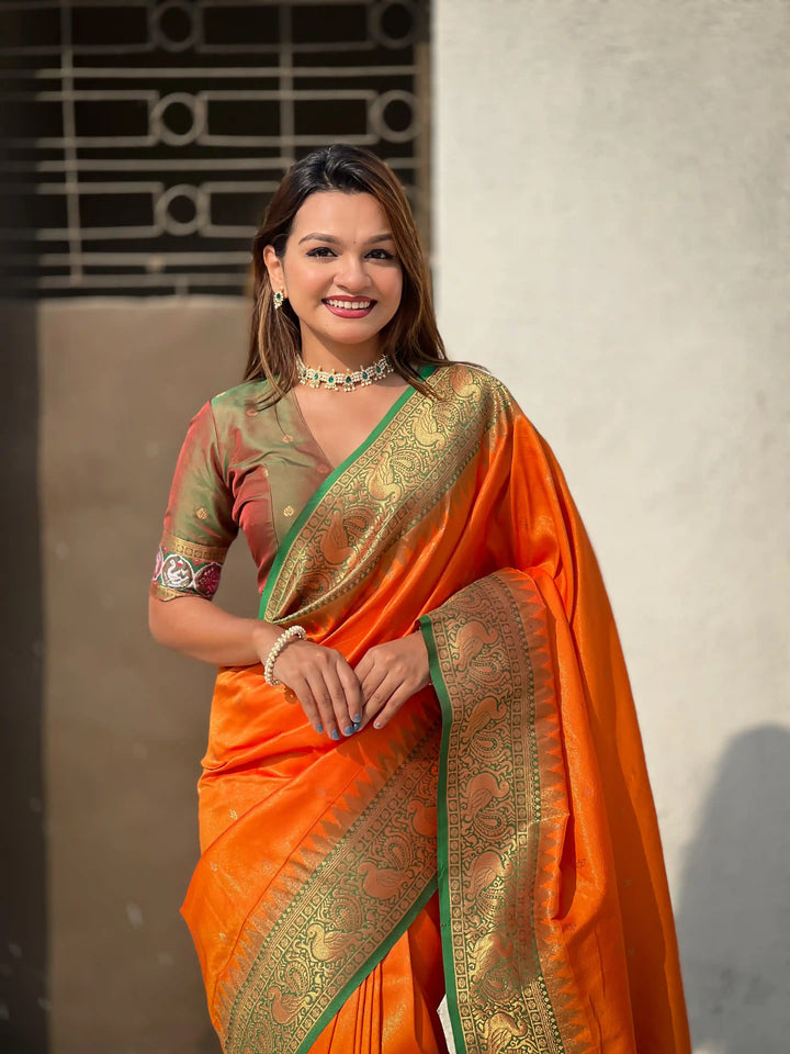 Banarasi Silk Saree | Weaving Jacquard Jari Work Wedding & Party Wear