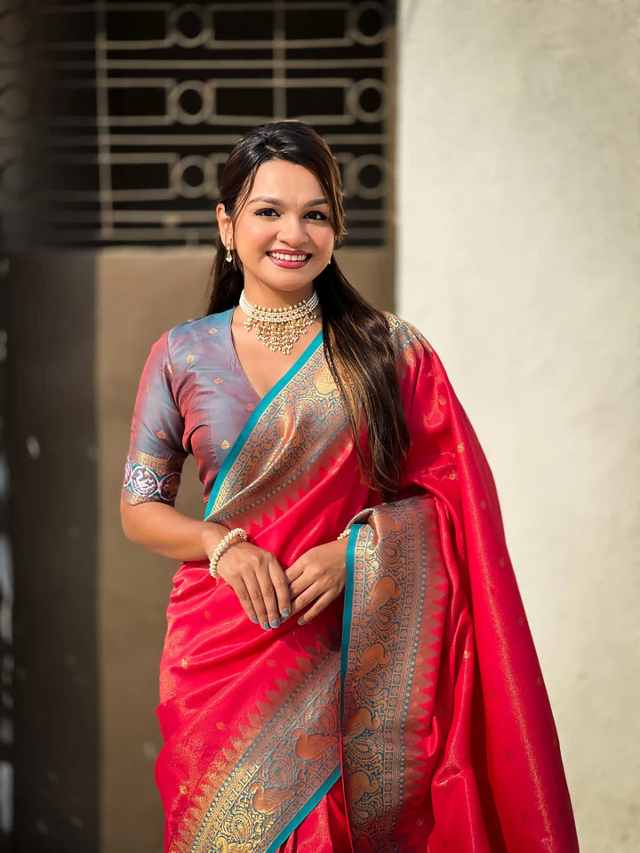 Banarasi Silk Saree | Weaving Jacquard Jari Work Wedding & Party Wear