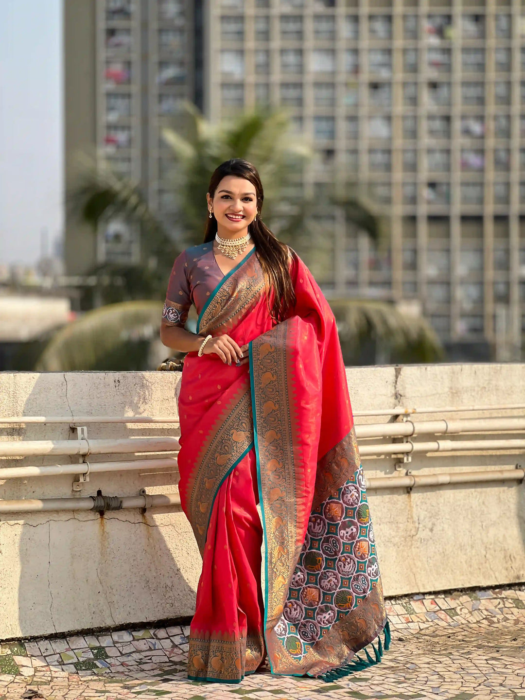 Banarasi Silk Saree | Weaving Jacquard Jari Work Wedding & Party Wear