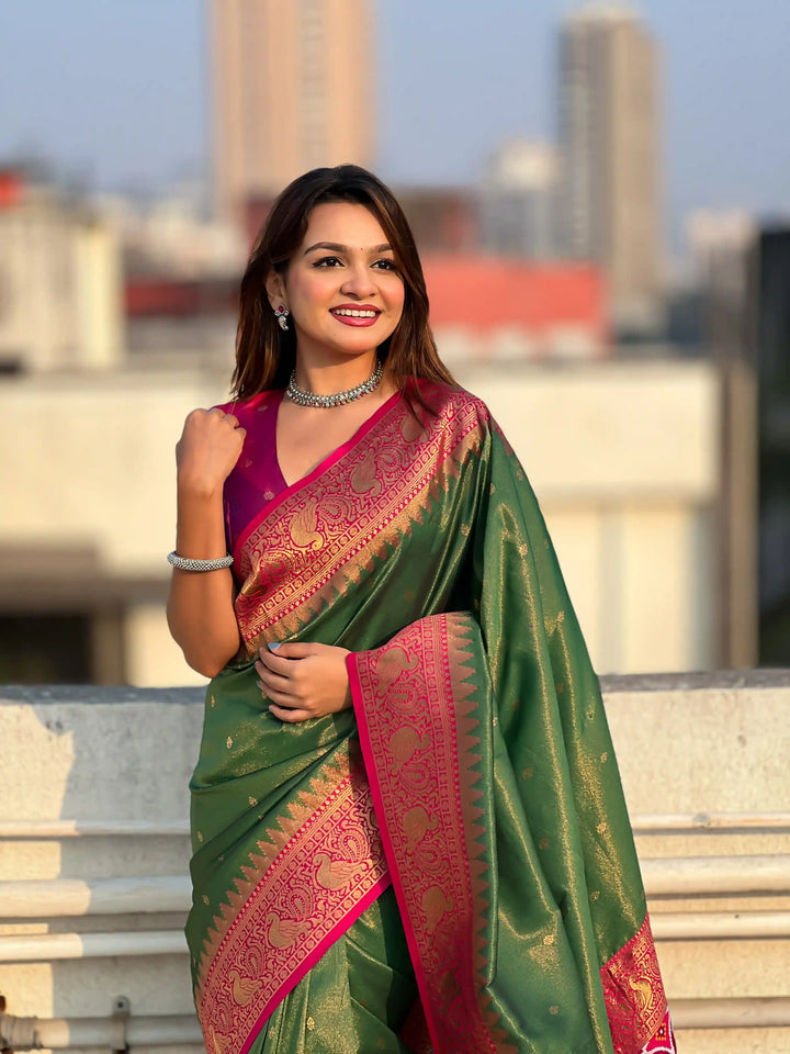 Banarasi Silk Saree | Weaving Jacquard Jari Work Wedding & Party Wear