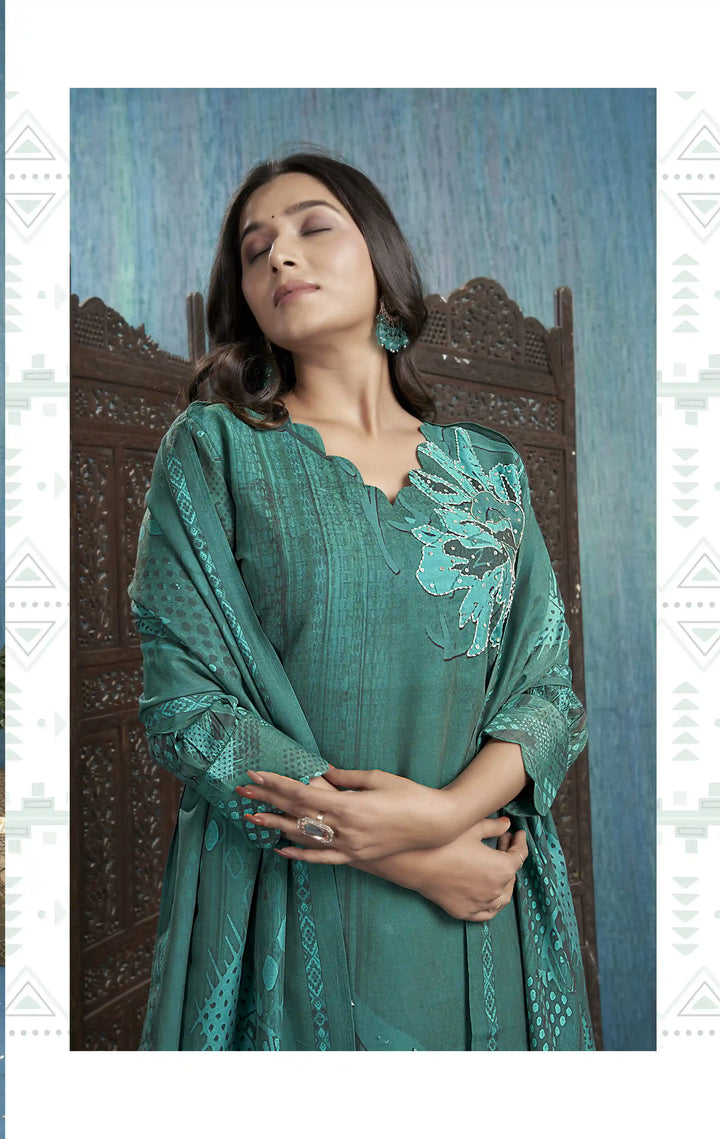 Chic Rama Viscose Silk and Roman Silk Combination | Completed with a Gorgeous Viscose Silk Dupatta