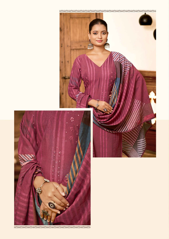 Stylish Maroon Viscose Silk Top Featuring Santoon Bottom | Completed with a Gorgeous Viscose Silk Dupatta