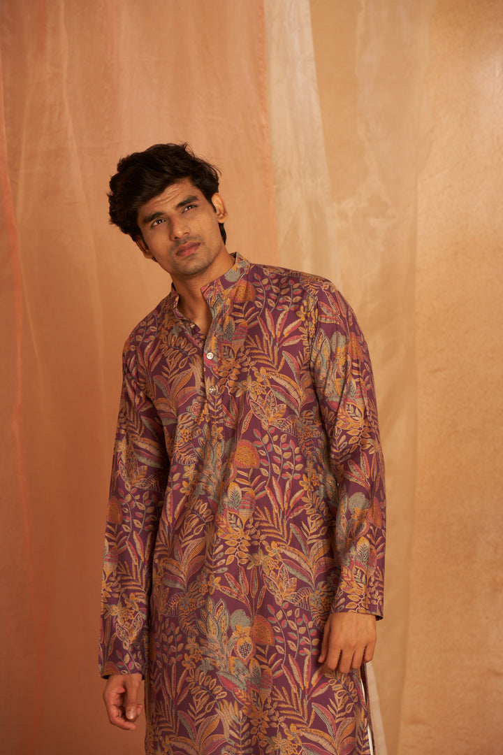 Purple Luxurious Modal Silk Kurta | Comfortable & Stylish Indian Attire