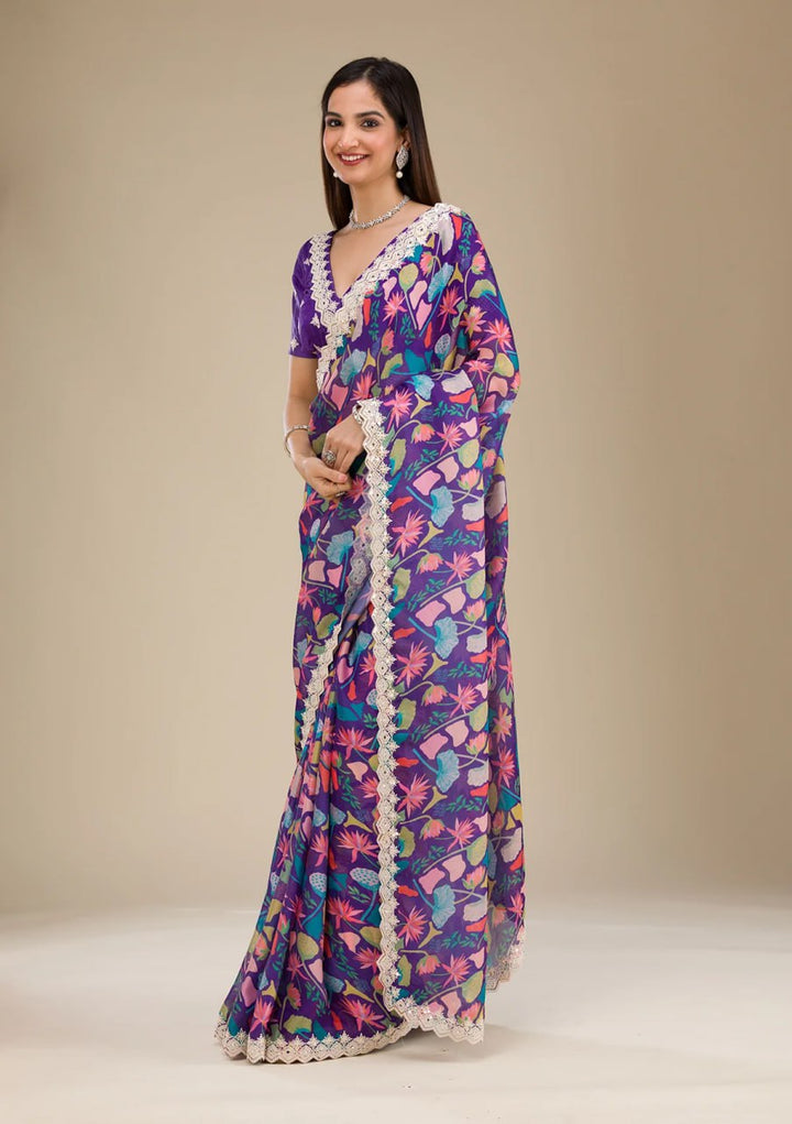 Designer Georgette Saree | Digital Print & Embroidery Perfect for Party Wear