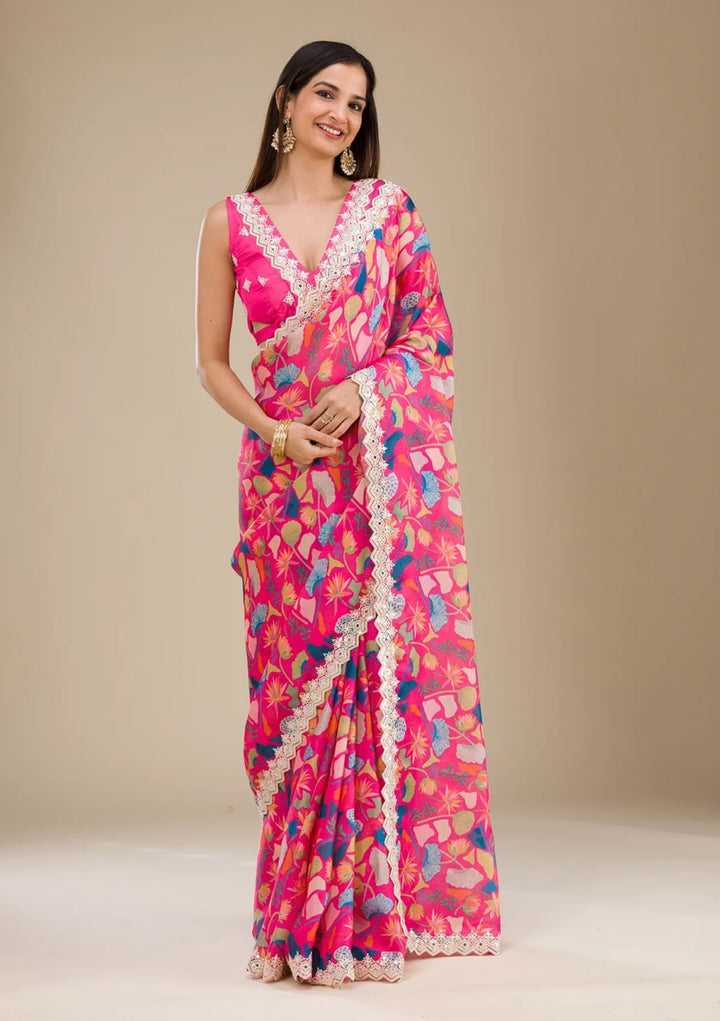 Designer Georgette Saree | Digital Print & Embroidery Perfect for Party Wear
