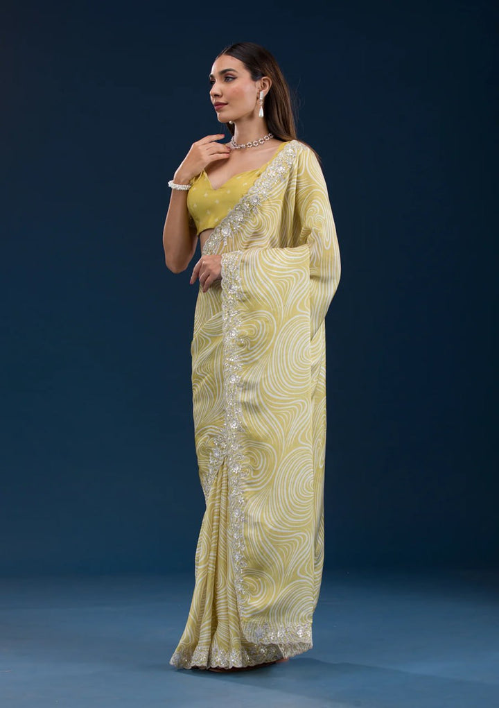 Designer Georgette Saree | Digital Print & Sequins Embroidery Festive & Wedding