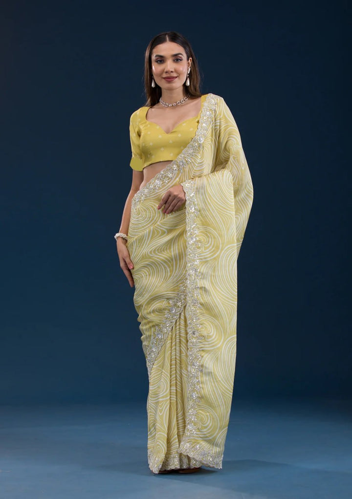 Designer Georgette Saree | Digital Print & Sequins Embroidery Festive & Wedding