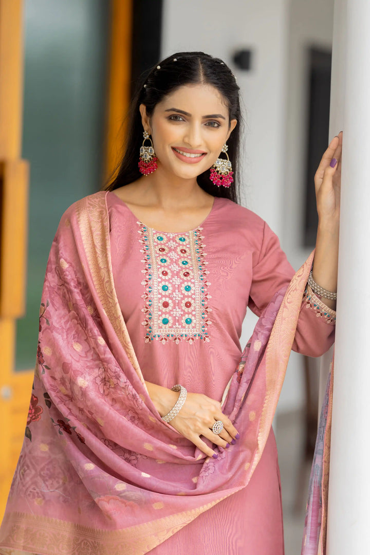 Designer Salwar Suit Modal Silk | Embroidery & Print Work Festive Wear