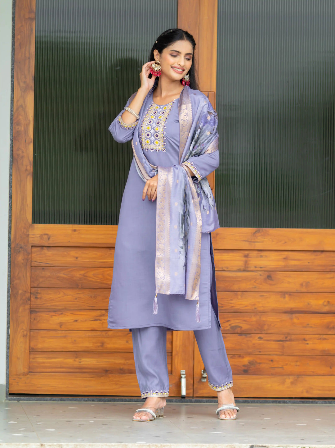 Designer Salwar Suit Modal Silk | Embroidery & Print Work Festive Wear