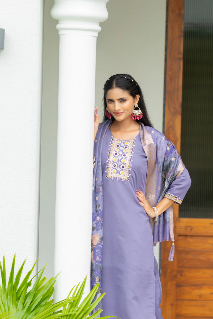 Designer Salwar Suit Modal Silk | Embroidery & Print Work Festive Wear