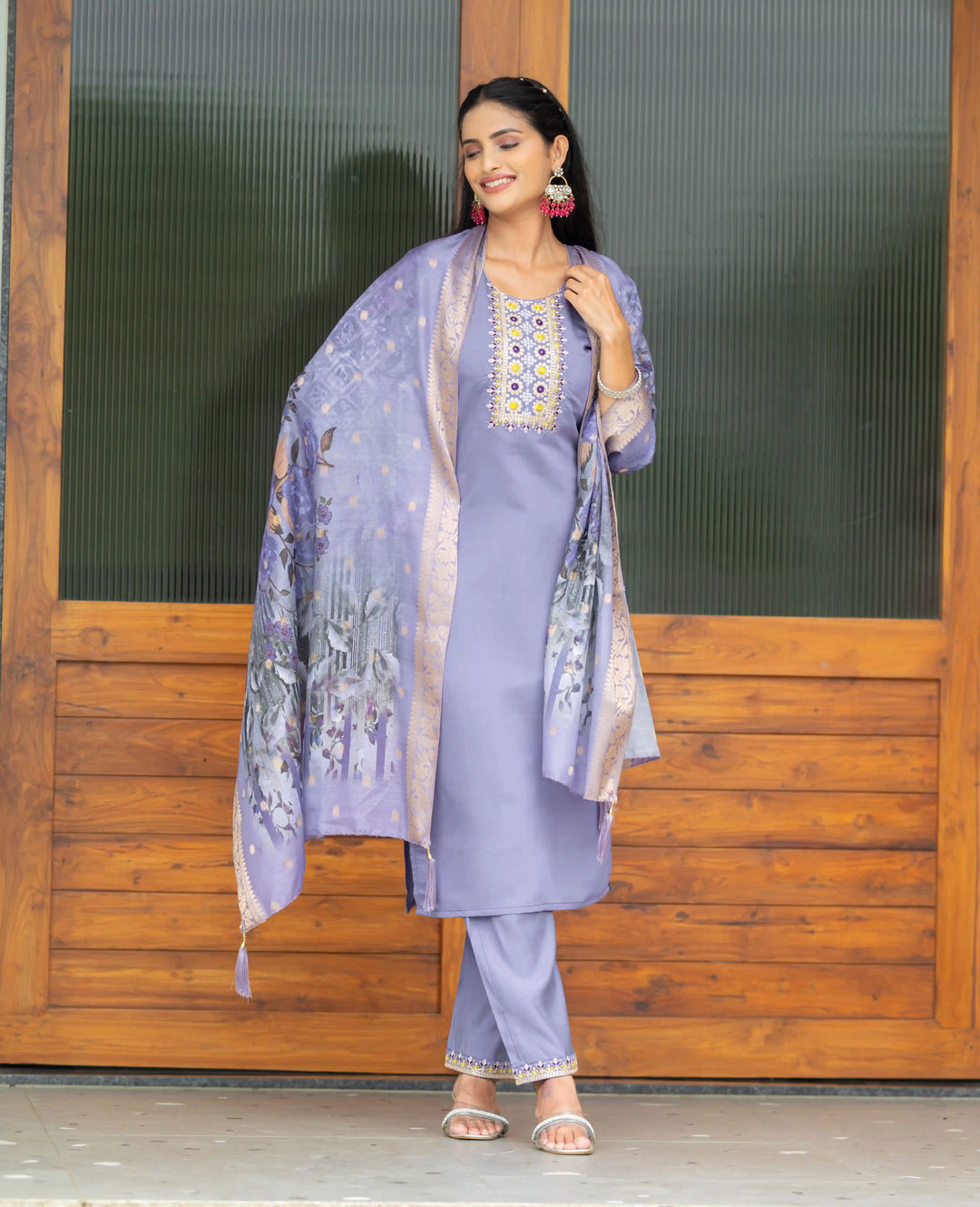 Designer Salwar Suit Modal Silk | Embroidery & Print Work Festive Wear