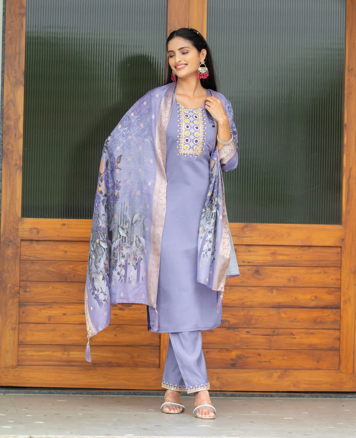 Designer Salwar Suit Modal Silk | Embroidery & Print Work Festive Wear