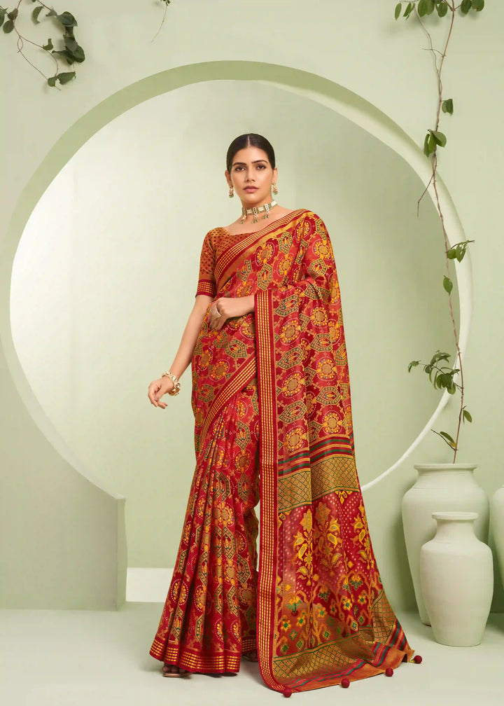 Stylish PV Georgette Saree | Designer Wevon Border Festive & Wedding Wear