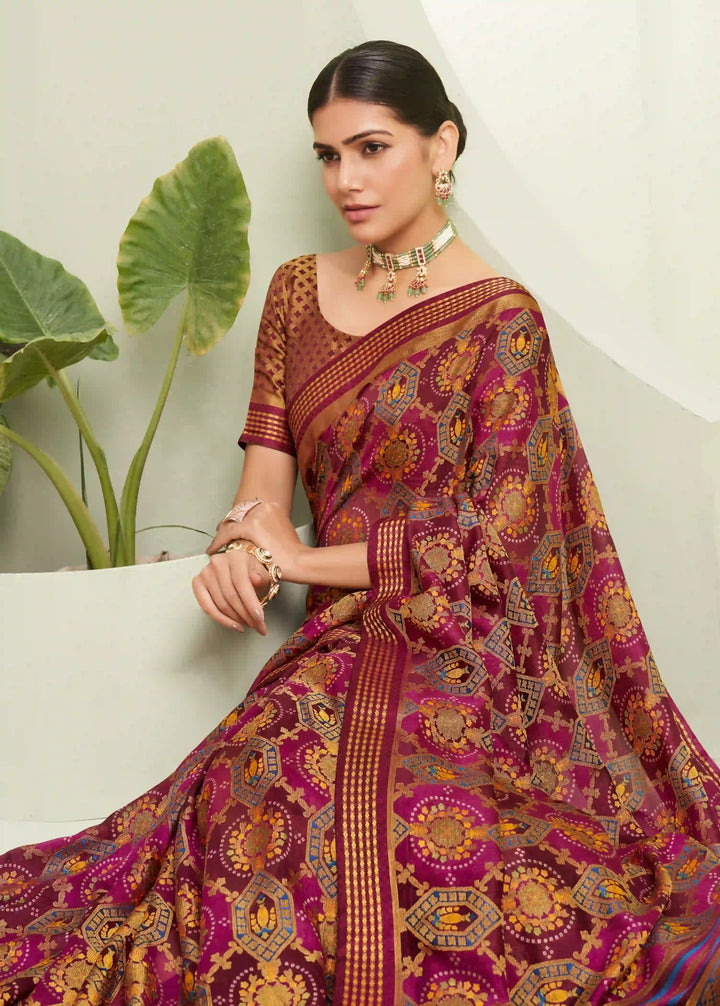 Stylish PV Georgette Saree | Designer Wevon Border Festive & Wedding Wear
