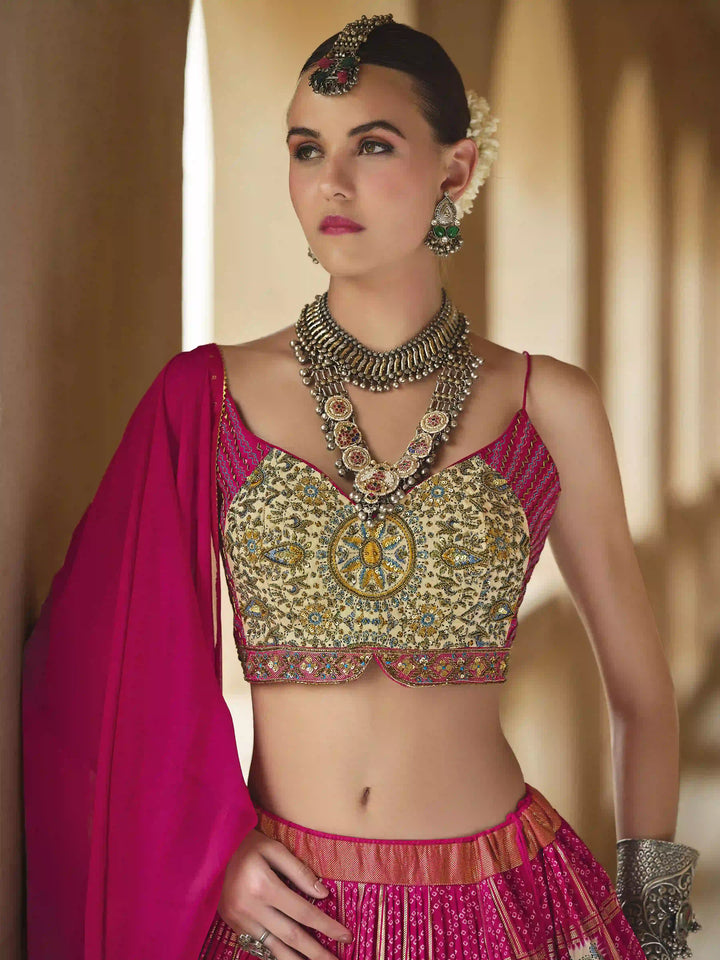 Designer Silk Lehenga Set | Embroidered & Foil Printed Festive Wear