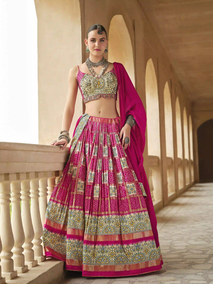 Designer Silk Lehenga Set | Embroidered & Foil Printed Festive Wear