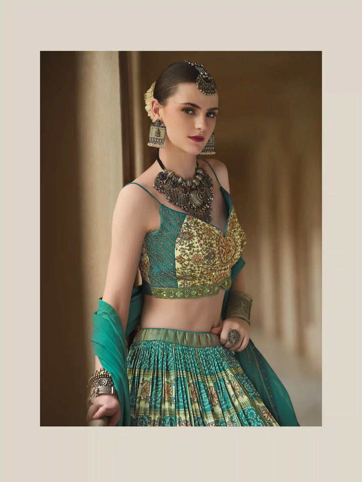 Designer Silk Lehenga Set | Embroidered & Foil Printed Festive Wear
