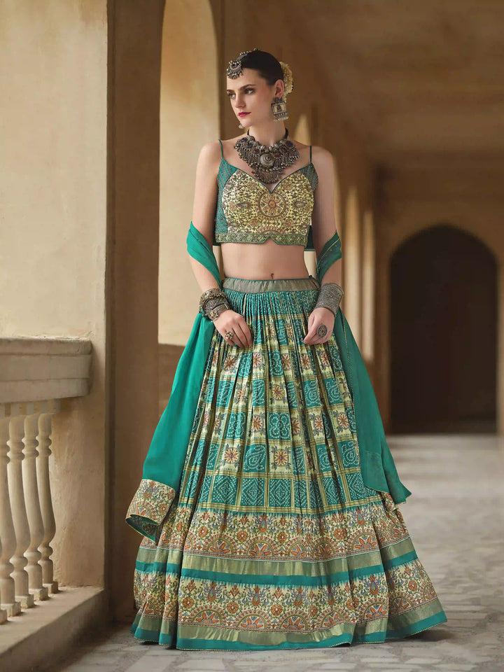 Designer Silk Lehenga Set | Embroidered & Foil Printed Festive Wear