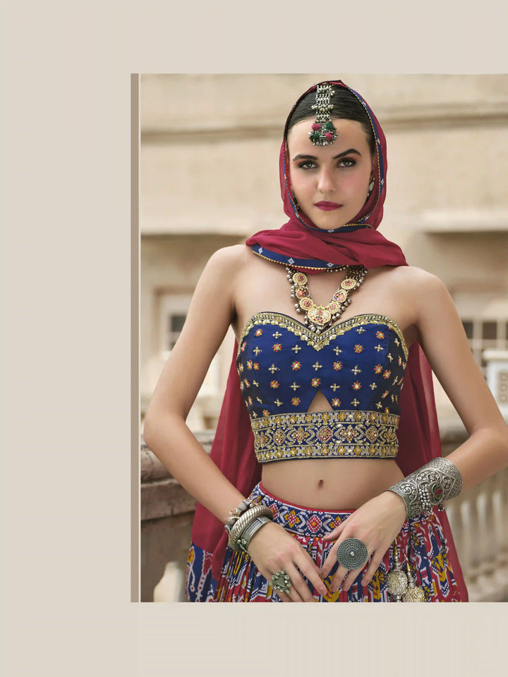 Designer Silk Lehenga Set | Foil Printed & Embroidered Perfect for Weddings