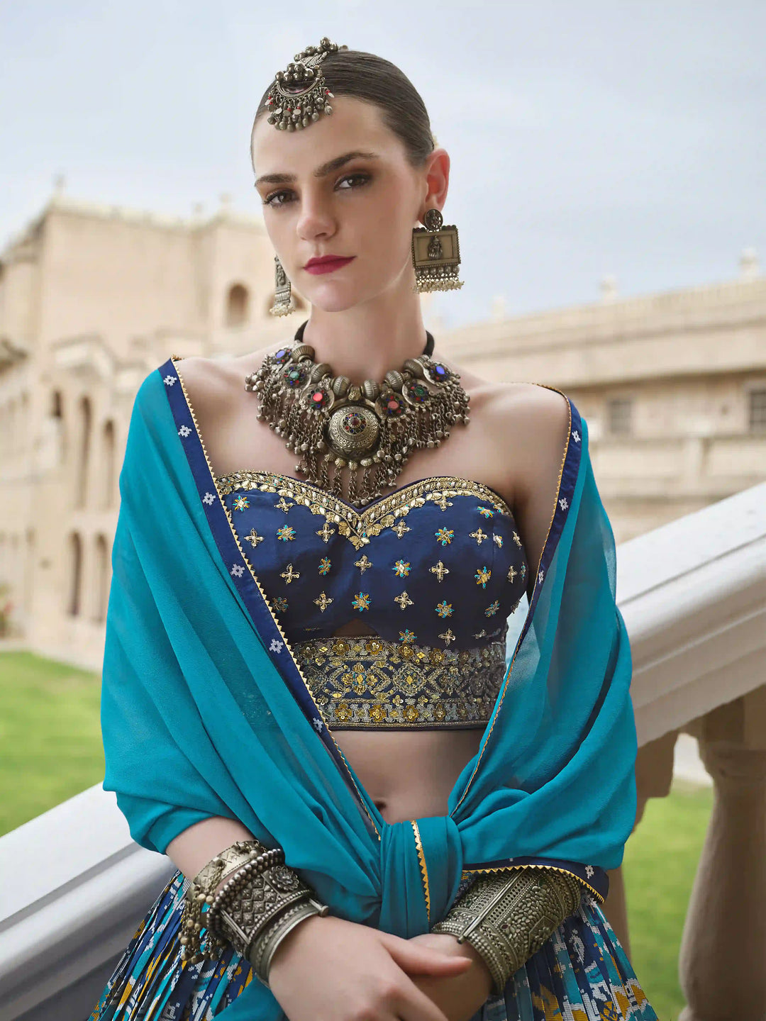 Designer Silk Lehenga Set | Foil Printed & Embroidered Perfect for Weddings